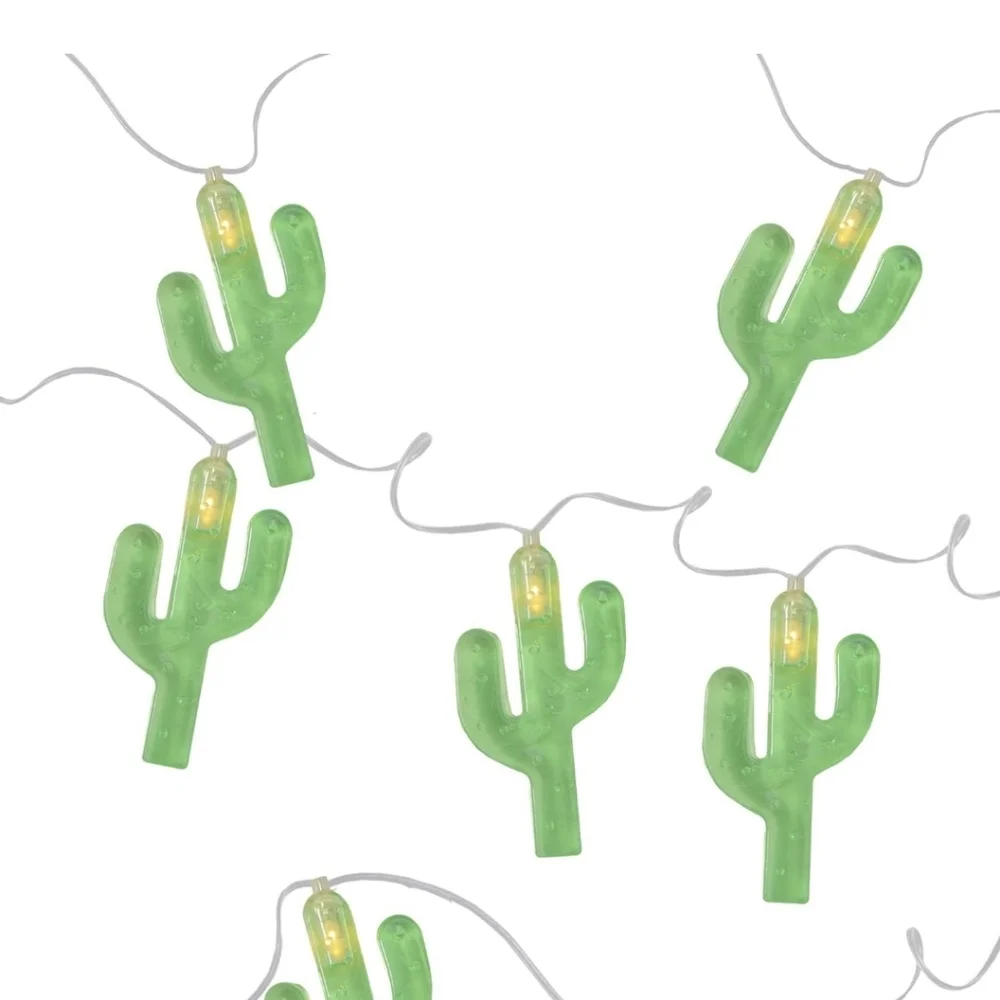 Garden Party Cactus and FlamingoLED String Light Set 10 Lights Clear Wire Indoor